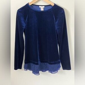 Sundance Blue Velvet Long Sleeve Top Size XS